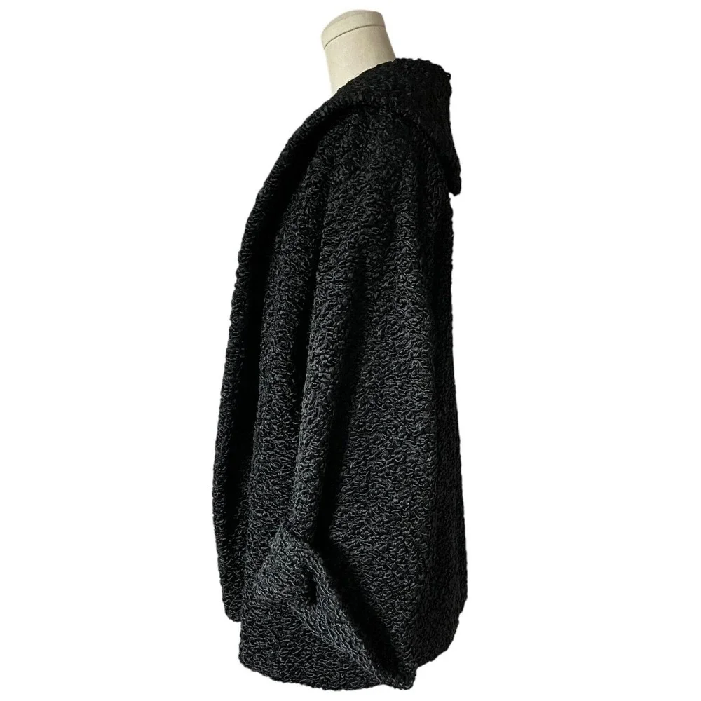 Vintage Faux Curly Persian Lamb Coat Shooting Star Lined Jacket Shawl Collar XXL - Picture 5 of 7